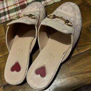 Gucci Women's Blush Mules with Gold Accent